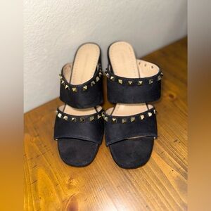 Adrienne Vittadini "Anisette" slide Sandal Mule black heel studded- Size 7.5